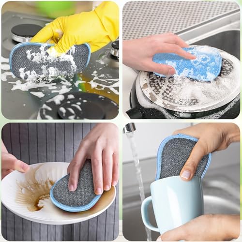 GLIMGLINT 12 Pack Dish Sponges Kitchen, Non-Scratch Microfiber Sponges - Image 7