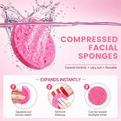 100-Count Compressed Facial Sponges, Natural Cellulose - Image 2
