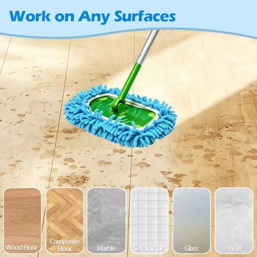 4PCS Blue Reusable Chenille Mop Pads - Image 3