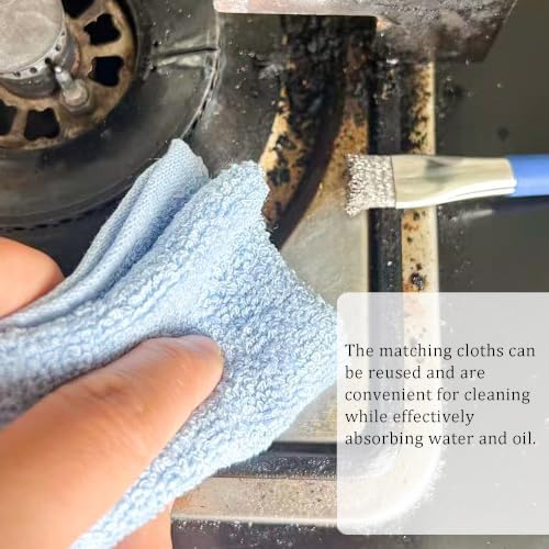 4pcs Kitchen Stove Cleaning Brush Set 3pcs Brushes+1pcs Rag Double Sided - Image 4