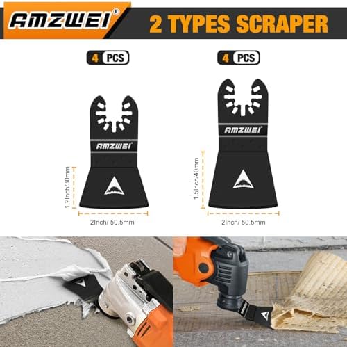 AMZWEI 8PCS Oscillating Tool Scraper Blades, HCS Material - Image 2