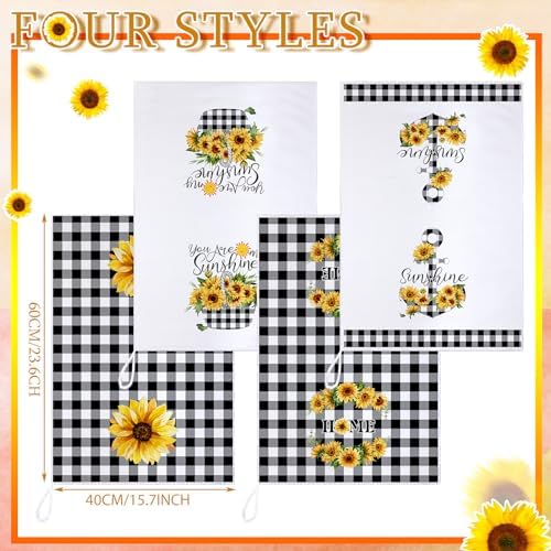 Bencailor 4 Pcs Sunflower Kitchen Towels Set, Hand Tea Towels Gifts - Image 5