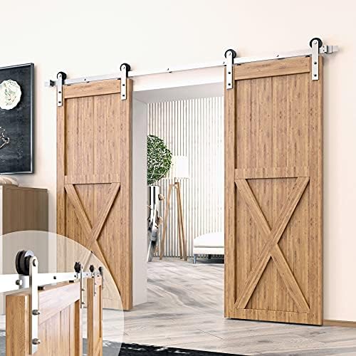 Homacer Brushed Nickel Non-Bypass Sliding Barn Door Hardware Kit, by HOMACER