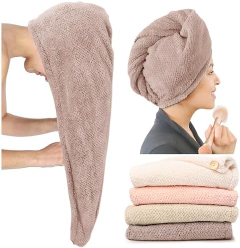 ROLSHOL 4 Pack Extra Large Microfiber Hair Towel Wraps by ROLSHOL