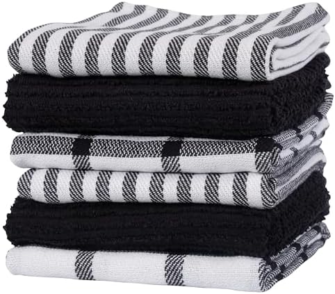 KAF Home Premium Kitchen Towels, Large 100% Cotton, Flat & Terry Absorbent Dish by KAFHome