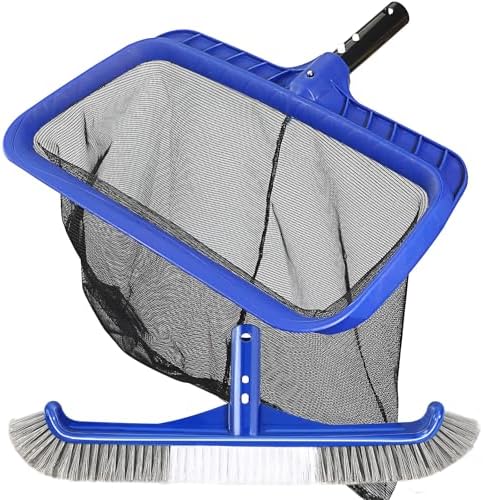 Pool Brush Head & Fine Mesh Pool Skimmer Kit，17" Pool Brushes by Unipool