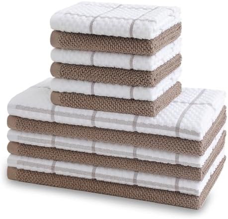 12 Pack Kitchen Towels and Dishcloths Set, 100% Cotton Soft and Absorbent by Unknown