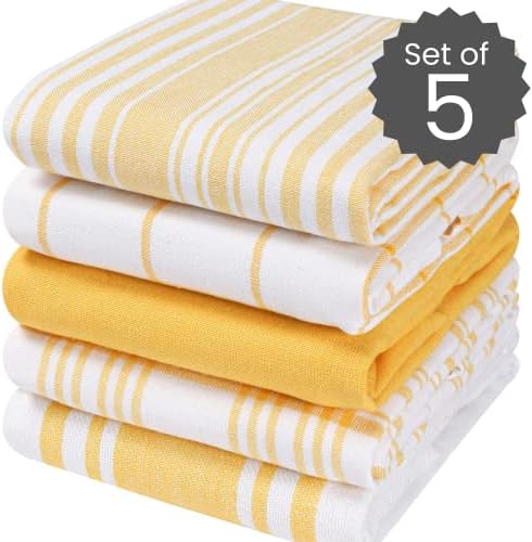 Cotton Clinic Assorted Kitchen Towels 5 Pack – Soft Absorbent Quick Drying - Image 2