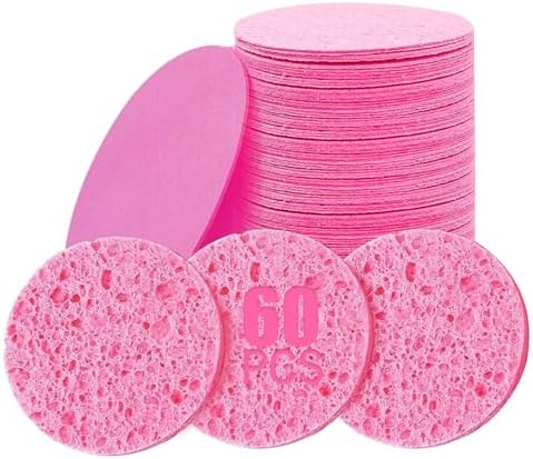 60-Count Compressed Facial Sponges Natural Cellulose by MainlyRunMakeupSupplier