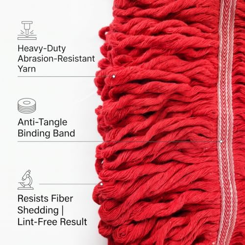 1 Pack 20.5 oz Cotton String Mop Head, Heavy Duty Red Replacement Mop Refill - Image 3