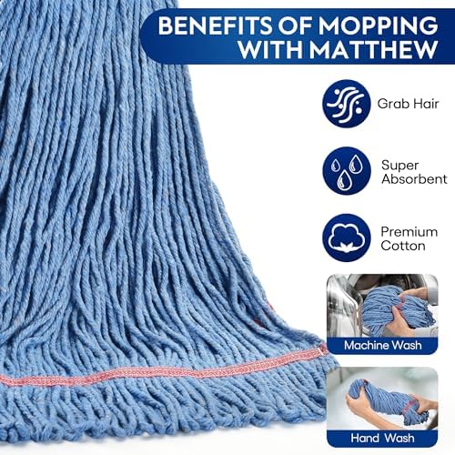 Matthew Cleaning 24oz Heavy Duty Mop Head Commercial Replacement - Image 2
