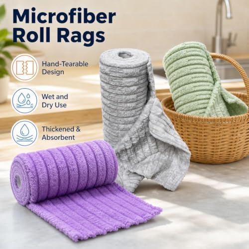 Tearable Plush Microfiber Cleaning Cloth, Cleaning Cloth Roll Lazy Rag - Image 3