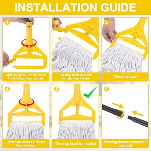 Commercial Mop with 2 Large Replacement Heads, Heavy Duty Industrial Mops - Image 6