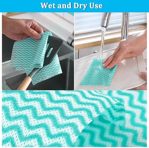 Disposable Cleaning Cloths, Absorbent Green Kitchen Towels, 50 Pack - Image 4