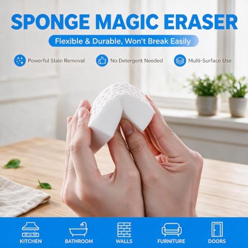 Waffle-Textured Magic Eraser Sponges, High-Density Melamine, 50 Pack - Image 3