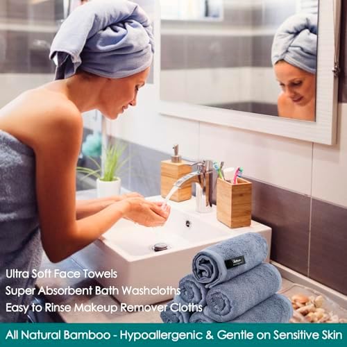 Wash Cloth 6 Pack w/Mesh Bag, Extra Soft Face Towels - Image 4
