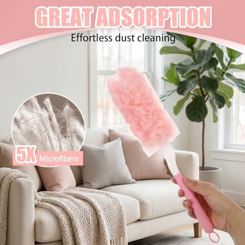 62Pcs Duster Kit 60 Refills and Extendable Handle Microfiber Dusting - Image 3