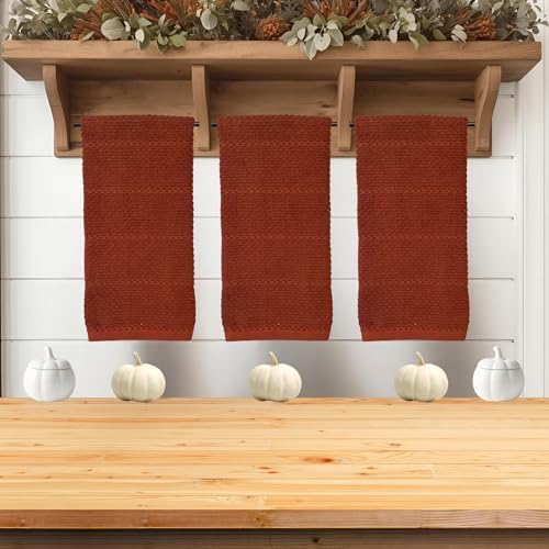 Cinnamon Maroon Rust Kitchen Dish Towels, 100% Cotton - Image 4