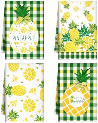 Bencailor 4 Pcs Pineapple Kitchen Towels by Bencailor