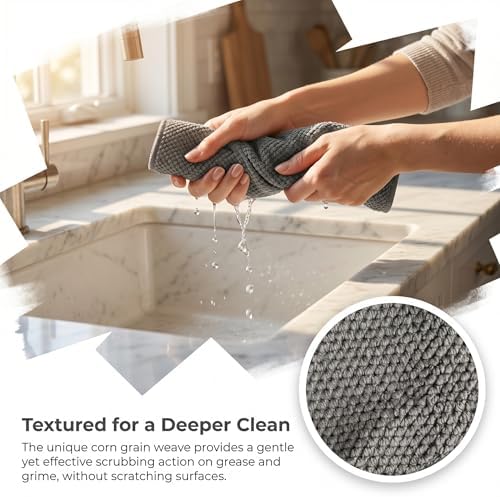 Microfiber Cleaning Cloths 6-Pack, Absorbent Textured Towels Large 12x16 In - Image 7