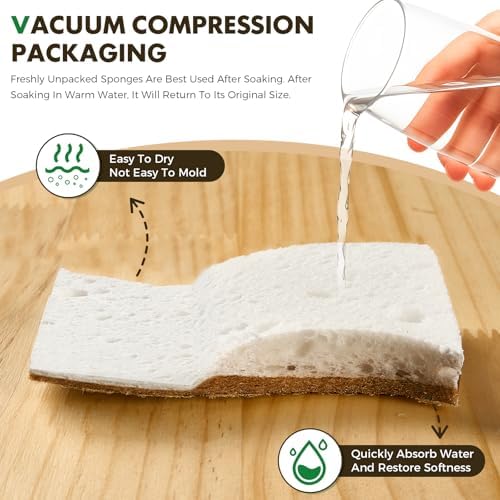 COBETE 12 Pack Natural Biodegradable Kitchen Non Scratch Sponges, Compostable - Image 4