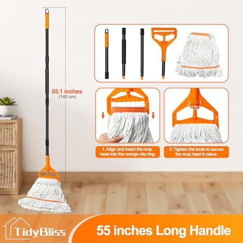 TidyBliss Commercial Mop with 3 Replacement Heads - Image 3