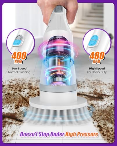 6-in-1 Cordless Electric Spin Scrubber, Extendable Reach - Image 2