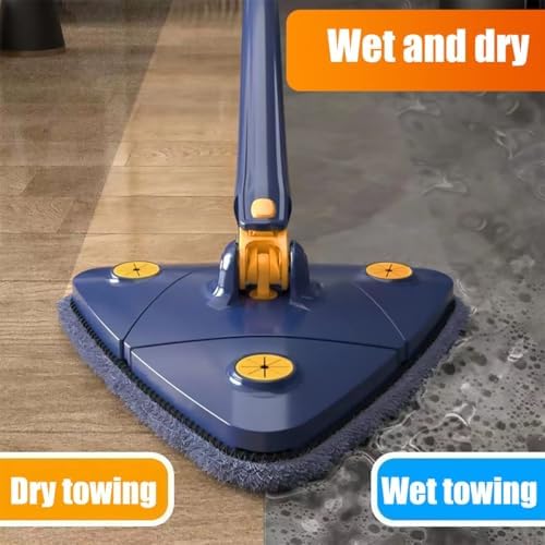 Rotating Triangle Mop with 2 Microfiber Heads, 360° Self-Squeezing Floor Mop - Image 5