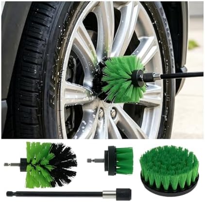 4PCS Car Drill Brush Attachment Set, Vehicle Power Scrub Drill Cleaning Brush by BCOWPV
