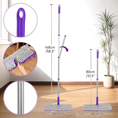 2-Sided Microfiber Flat Mop for Hardwood Floors & Walls Cleaning - Image 5