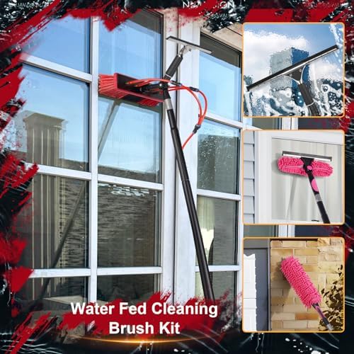 35ft Water Fed Pole Kit, Rotatable Solar Panel Cleaning Brush & Squeegee - Image 3