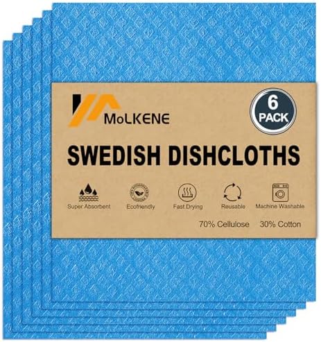 MoLKENE Swedish Dishcloths for Kitchen, 6 Pack Reusable Paper Towels by MoLKENE