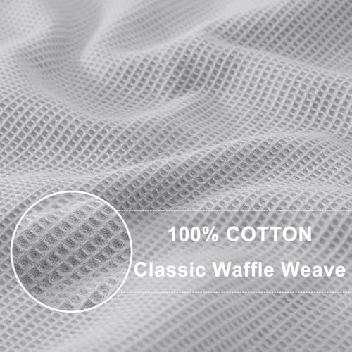 Homaxy 100% Cotton Waffle Weave Kitchen Towels, 4 Pack, Light Grey - Image 2