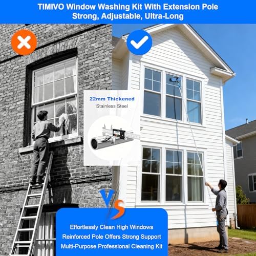 152'' Window Cleaning Kit, 2 in 1 Window Squeegee - Image 4
