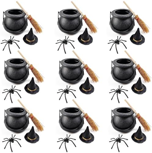 ROYHOO 48PCS Halloween Mini Witch Cauldron Set- 12 Pack Small Plastic Black by Unknown