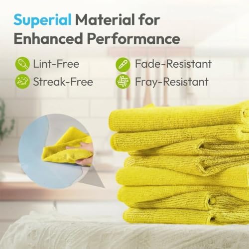 Microfiber Cleaning Cloth 12 Pack, 12 x 12 Inch Yellow - Image 6