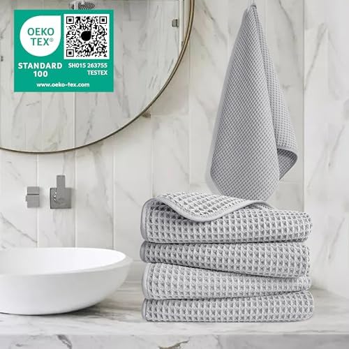 POLYTE 430 GSM Poly Blend Microfiber Quick Dry Waffle Hand Towel, 16x30 in - Image 2