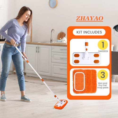 Sweeper Mop System with 3 Reusable Microfiber Mop Pads - Image 4