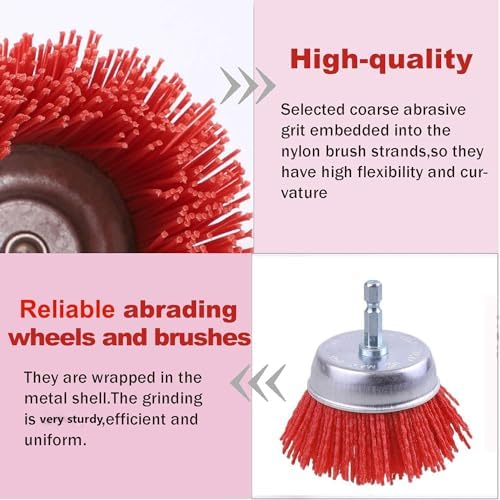 Rocaris 9 Pack Nylon Filament Abrasive Wire Brush Wheel & Cup Brush Set - Image 3