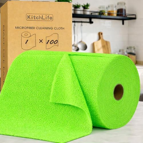 KitchLife Microfiber Cleaning Cloth Roll, 100 Pack by OverDoorHooksKitchenSupplies