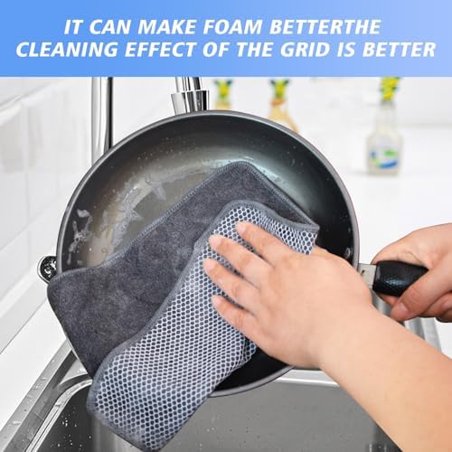 KinHwa Kitchen Dish Washcloths Microfiber Gray - Image 4