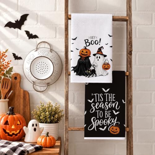 Ghost Cat Halloween Kitchen Towels Set of 2 - Image 6