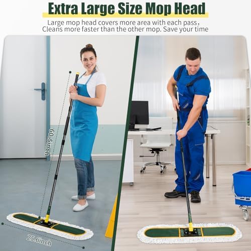 BUVE 24 Inch Commercial Dust Mop Heavy Duty, Dry Wet Dust Broom - Image 2