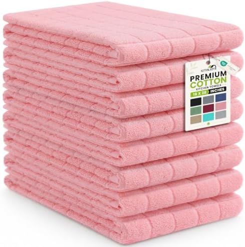 Kitinjoy Premium Cotton Check Kitchen Towels 8 Pack by Kitinjoy