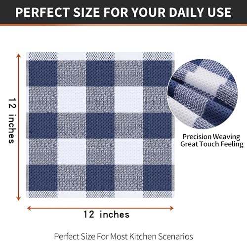 Homaxy 100% Cotton Check 6 Pack Dish Cloths - Image 5