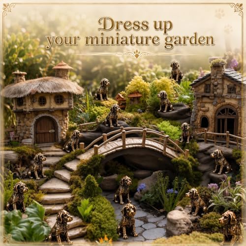 50 Pcs Mini Dog Figurines Miniature Brass Color Dog Statue - Image 5