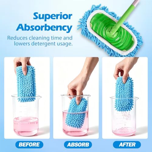 4PCS Blue Reusable Chenille Mop Pads - Image 6