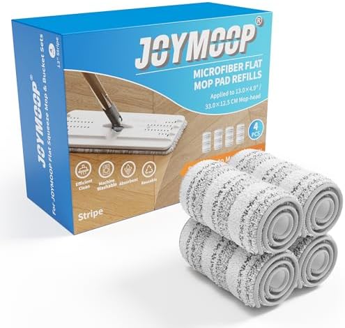 JOYMOOP Flat Mop Replacement Pads, Microfiber Cleaning Refills, Washable Stripe by JOYMOOP