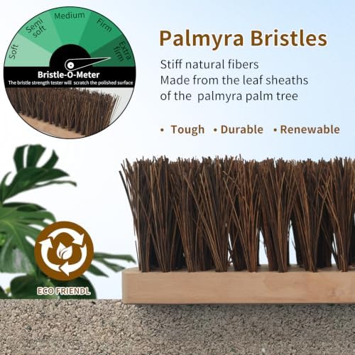 Heavy Duty Deck Brush with Long Handle, Stiff Natural Palmyra Bristles - Image 7
