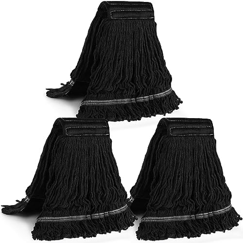 3 Pack Commercial Heavy Duty Black Cotton Loop Mop Head Refill by Esuphands
